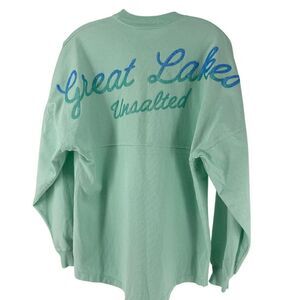 Great Lakes Spirit Jersey Womens Size S Unsalted Glitter Sea Foam Green Preppy